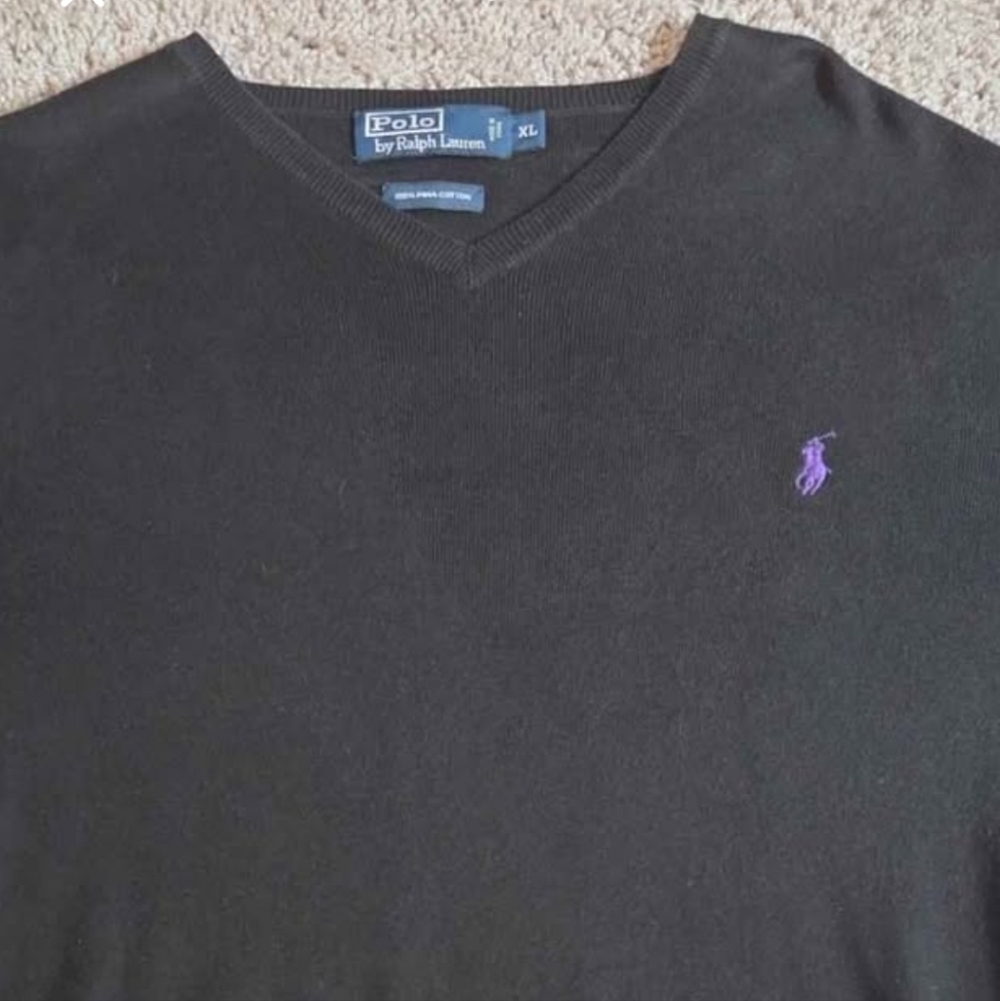 Ralph Lauren Black Crewneck Sweater with Pony Emblem. $138 Online (See Pic)